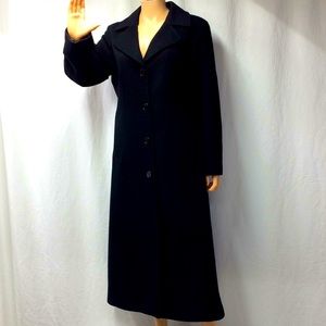 Anne Klein black wool blend full length coat